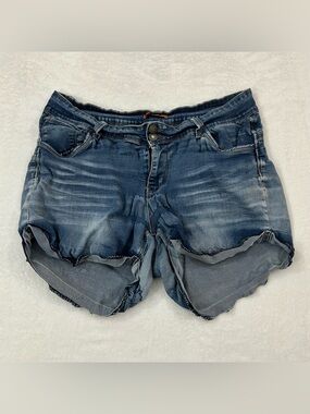 Wax Jean Butt, I Love You Blue Denim Distressed Jean Shorts Women 2XL Waist 34